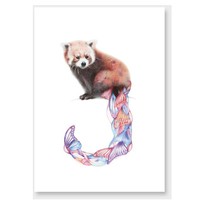 Red panda art print by olivia bezett