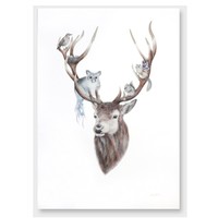 Products: Silver leaf life in antlers art print by olivia bezett