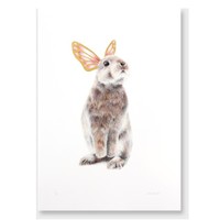 Products: Gold leaf butterfly bunny art print by olivia bezett