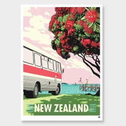 New zealand bus art print by ross murray