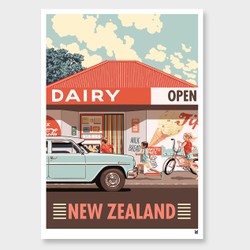 Products: New zealand dairy art print by ross murray