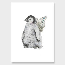 Silver penguin art print by olivia bezett