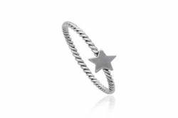 Plain Star Twist Sterling Silver Ring