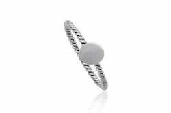 Plain Round Disc Twist Sterling Silver Ring