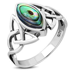 Celtic Knot Sterling Silver Paua Ring