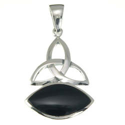Jewellery: Onyx Trinity Knot Sterling Silver Pendant