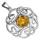 Amber Round Celtic Knot Sterling Silver Pendant