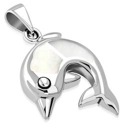 Jewellery: Mother of Pearl Dolphin Silver Pendant