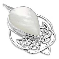 Celtic Knot Mother of Pearl Sterling Silver Pendant