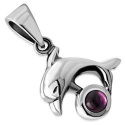 Jewellery: Dolphin Garnet Sterling Silver Pendant