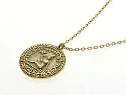 Jewellery: Gold Plated Eygptian Coin Sterling Silver Necklace