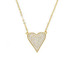 Jewellery: Heart Cubic Zirconia Gold Plated Sterling Silver Necklace