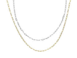 Gold Plated Sterling Silver Square Link Necklace