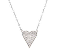 Jewellery: Cubic Zirconia Heart Sterling Silver Necklace