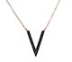 Black Cubic Zirconia Sterling Silver Rose Gold Plated Necklace