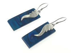 Jewellery: Paua Dyed Blue Sterling Silver Wing Earrings