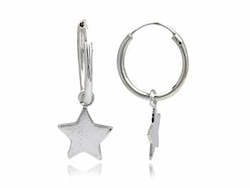 Jewellery: Star Sterling Silver Hoop Earring