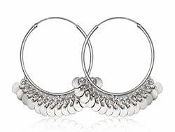 Hoop Sterling Silver Dangle Earrings