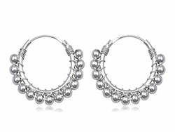Jewellery: Hoop Ball Dangle Sterling Silver Earrings