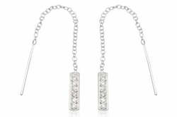 Jewellery: Cubic Zirconia Slider Sterling Silver  Earrings
