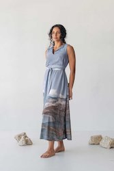 V-neck Maxi Dress - Mountain Print