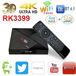 Electronic goods: X99 Android 7.1 TV Box RK3399 4GB+32GB 5G WiFi Set-top Box w/Voice Remote