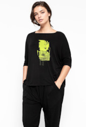 Internet only: Divided Top - Black Cyber Lime