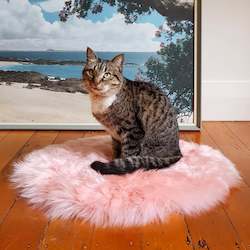 Cat Bed - NZ Sheepskin - Candyfloss Pink