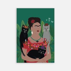 For Humans: Cat Art Print - Frida & Her Catlos