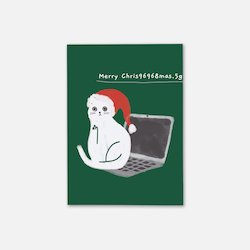 Cat Christmas Card - Laptop Cat