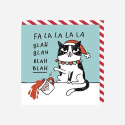 Cat Christmas Card - Fa La La Blah