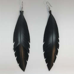 Frontpage: Large Black Feathered Earrings