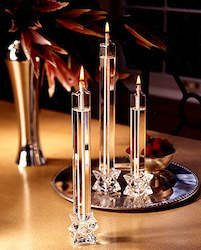 Star Taper 12" (Pair) Handcrafted Glass Candles - (Candle holders/stands not included)