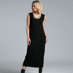 Womenswear: NES Long Lattice Slip Dress - Black