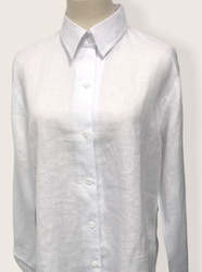 Flaxbloom Della relaxed fit white linen shirt