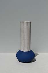 Samples 30 Off: SAMPLE -  Tall Cobalt Blue and White Vessel
