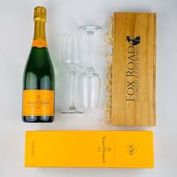 Florist: Veuve Clicquot Champagne and Flutes Gift Box