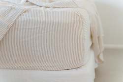 100% French Flax Linen Fitted Sheet - Linen Stripe