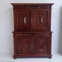 French Furniture: Magnificent Bookmatched Mahogany French Antique Sideboard