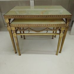 French Furniture: French Marble and Brass Side Tables