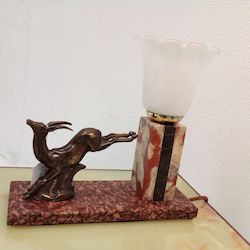 French Vintage Antelope and Marble Lamp.