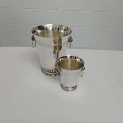Silver plated champagne buckets.
