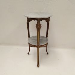 Marble and Bronze French Gueridon Side Table