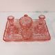 French Pink Glass Dressing Table Set.