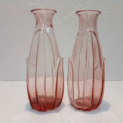 Pair of Pink Glass French Art Deco Vases
