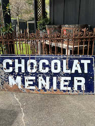 Original French 1920's Enamel Chocolat Menier Sign
