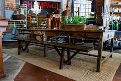 Industrial: Beautiful Large Antique French Oak Bench Seats