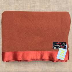 Linen - household: Rich Brick QUEEN Pure Wool Blanket with Satin Trim.