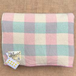 Linen - household: Check Pastel DOUBLE New Zealand Wool Blanket