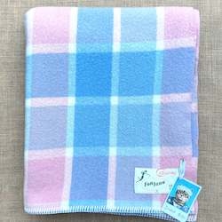 Pink & Blue Check SINGLE New Zealand Wool Blanket